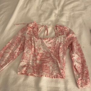 pink and white blouse